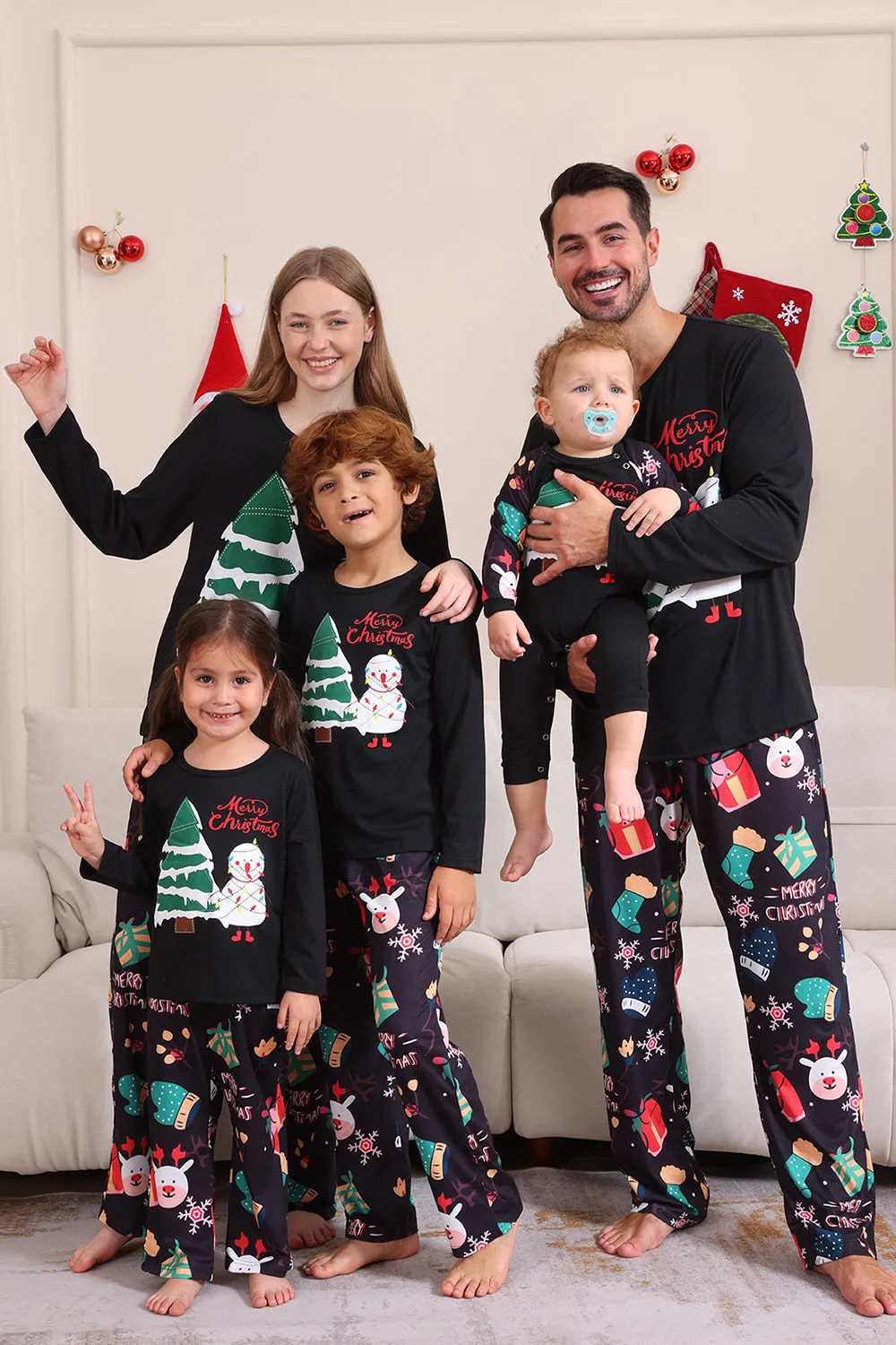 Black Merry Christmas Family Pajama Set sold by Zapaka product image thumbnail 2