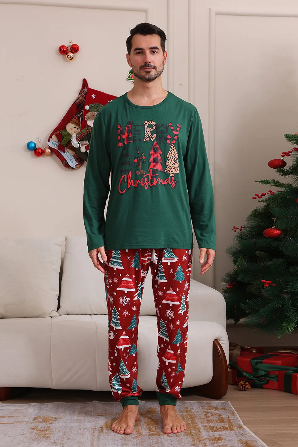 Dark Green Merry Christmas Family Pajama Set sold by Zapaka product image thumbnail 3