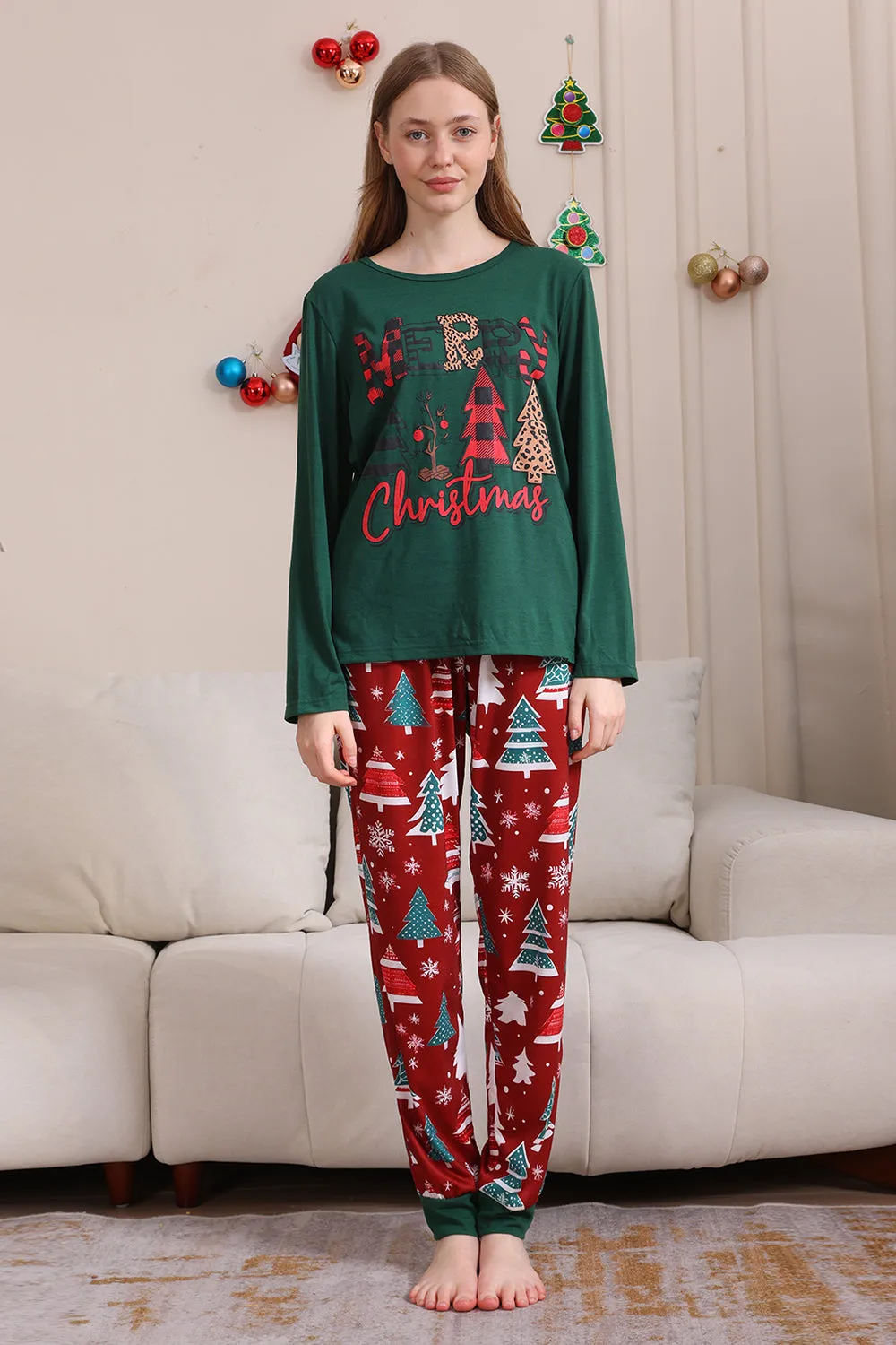 Dark Green Merry Christmas Family Pajama Set sold by Zapaka product image thumbnail 5
