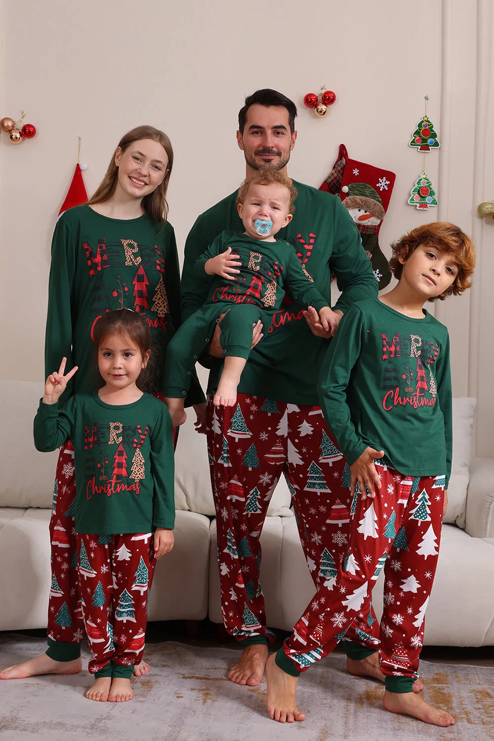 Dark Green Merry Christmas Family Pajama Set sold by Zapaka product image thumbnail 2