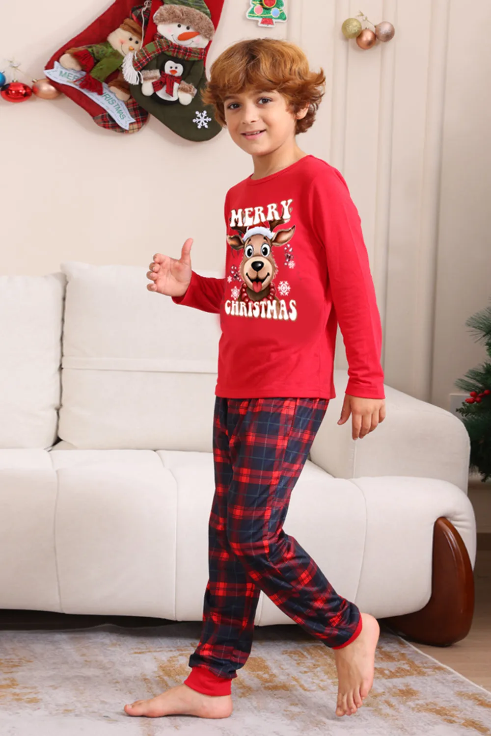Red Plaid Christmas Family Matching Pajama Set sold by Zapaka product image thumbnail 5