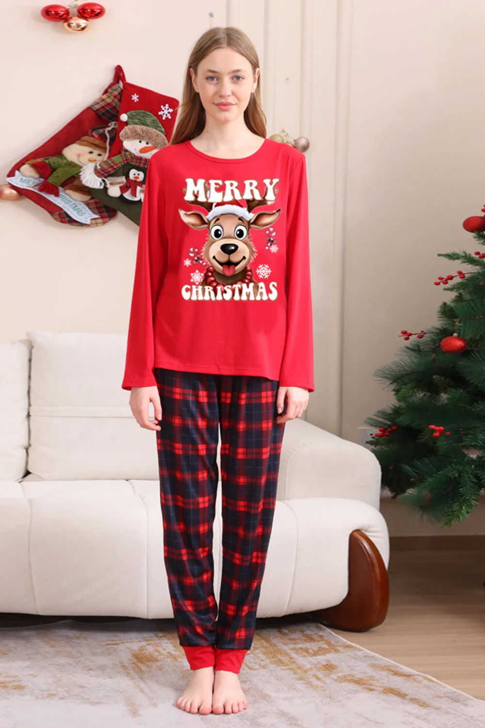 Red Plaid Christmas Family Matching Pajama Set sold by Zapaka product image thumbnail 3