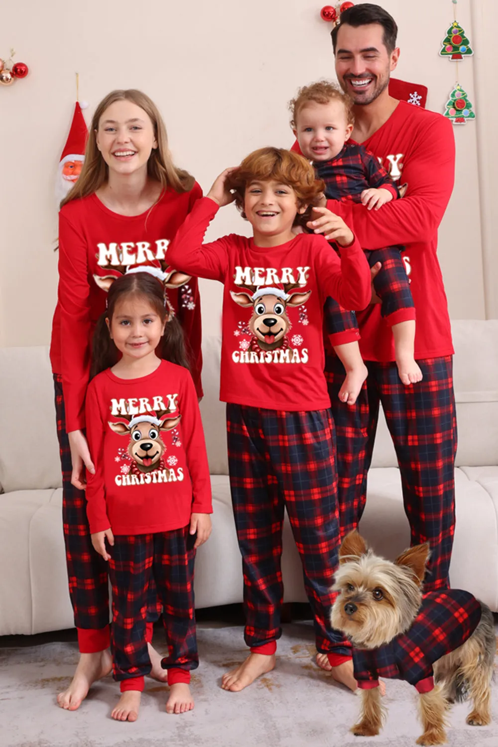 Red Plaid Christmas Family Matching Pajama Set sold by Zapaka