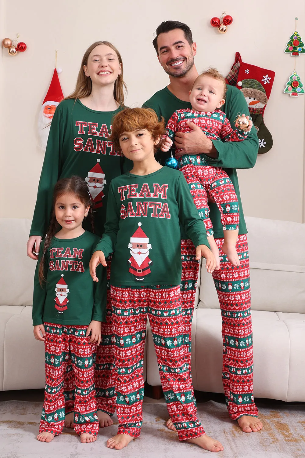 Dark Green Christmas Family Matching Pajamas Set sold by Zapaka