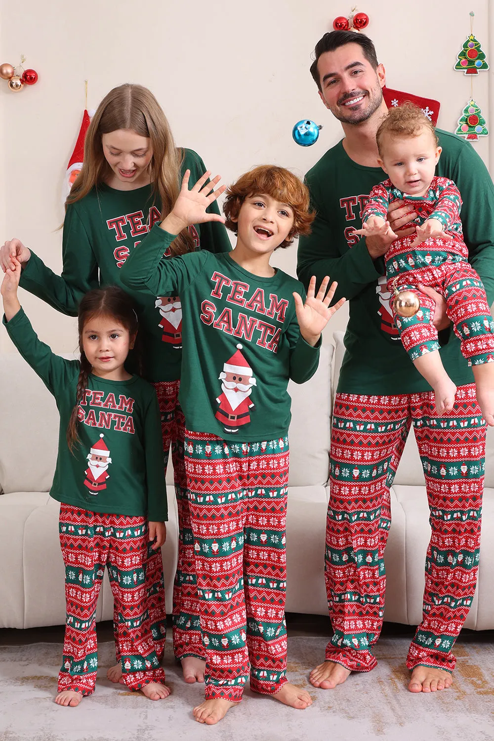 Dark Green Christmas Family Matching Pajamas Set sold by Zapaka product image thumbnail 4
