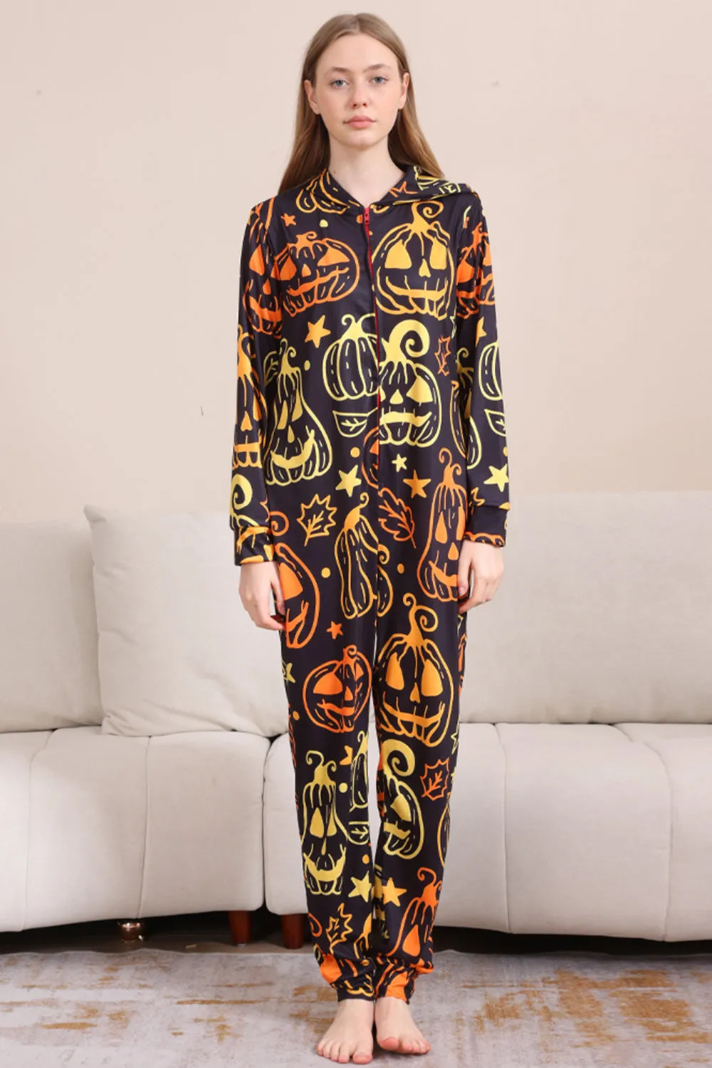 Black Print Halloween Family Matching Pajama Set sold by Zapaka product image thumbnail 5