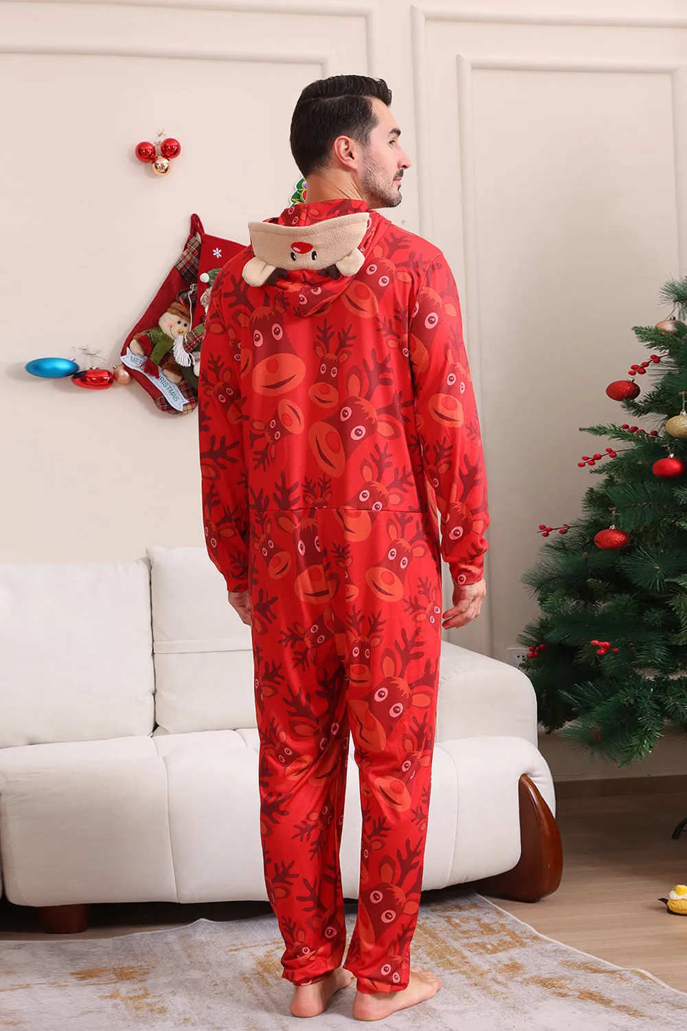 Red Patterned Hooded Family Pajama Set sold by Zapaka product image thumbnail 4