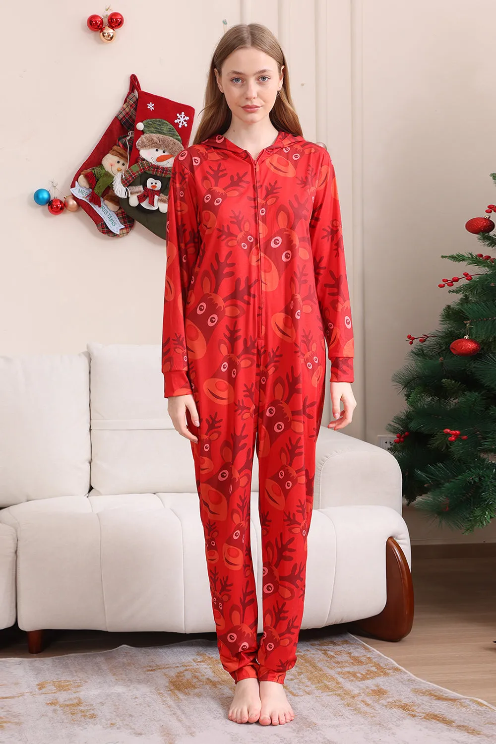 Red Patterned Hooded Family Pajama Set sold by Zapaka product image thumbnail 5