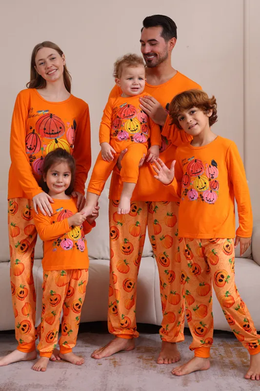 Halloween Orange Pumpkin Family Pajama Set sold by Zapaka