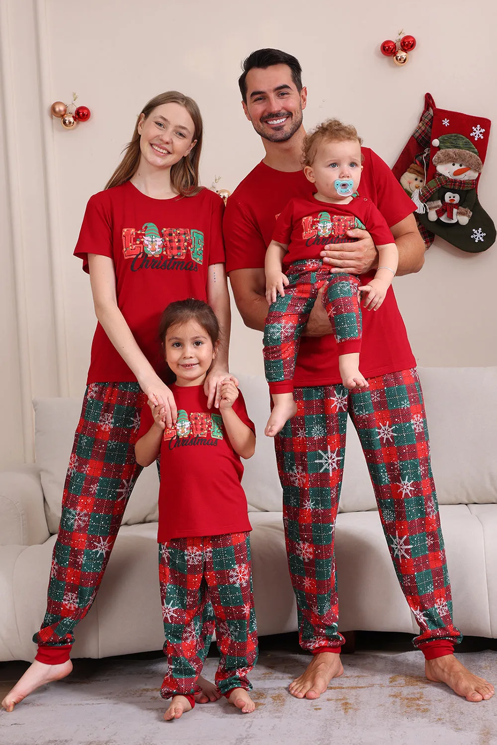 Red Merry Christmas Family Pajama Sets sold by Zapaka