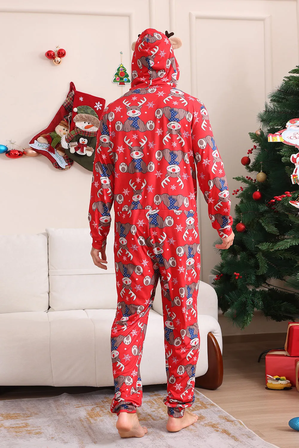 Elk Print Red Matching Christmas One Piece Pajamas sold by Zapaka product image thumbnail 4