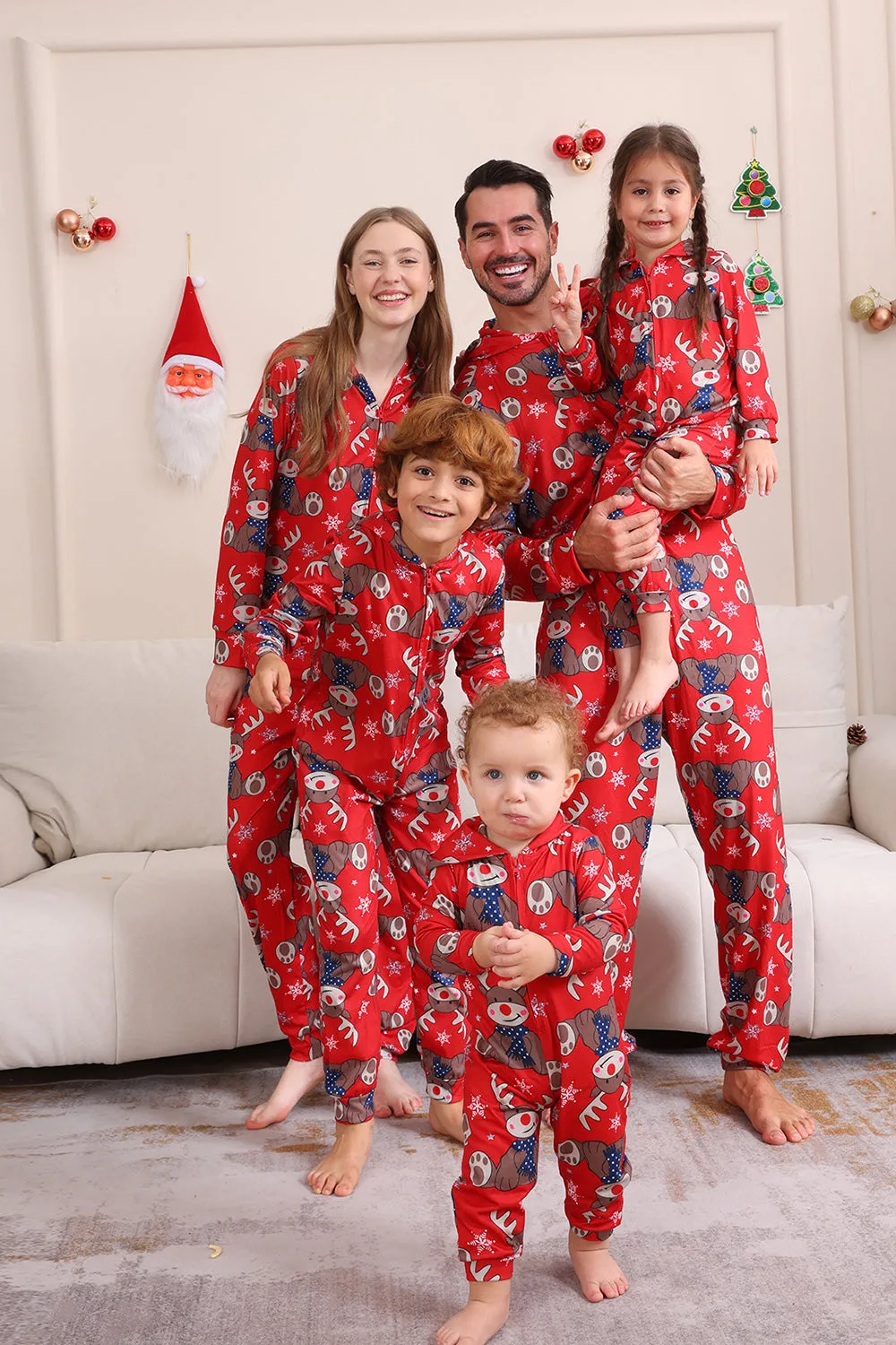 Elk Print Red Matching Christmas One Piece Pajamas sold by Zapaka product image thumbnail 2