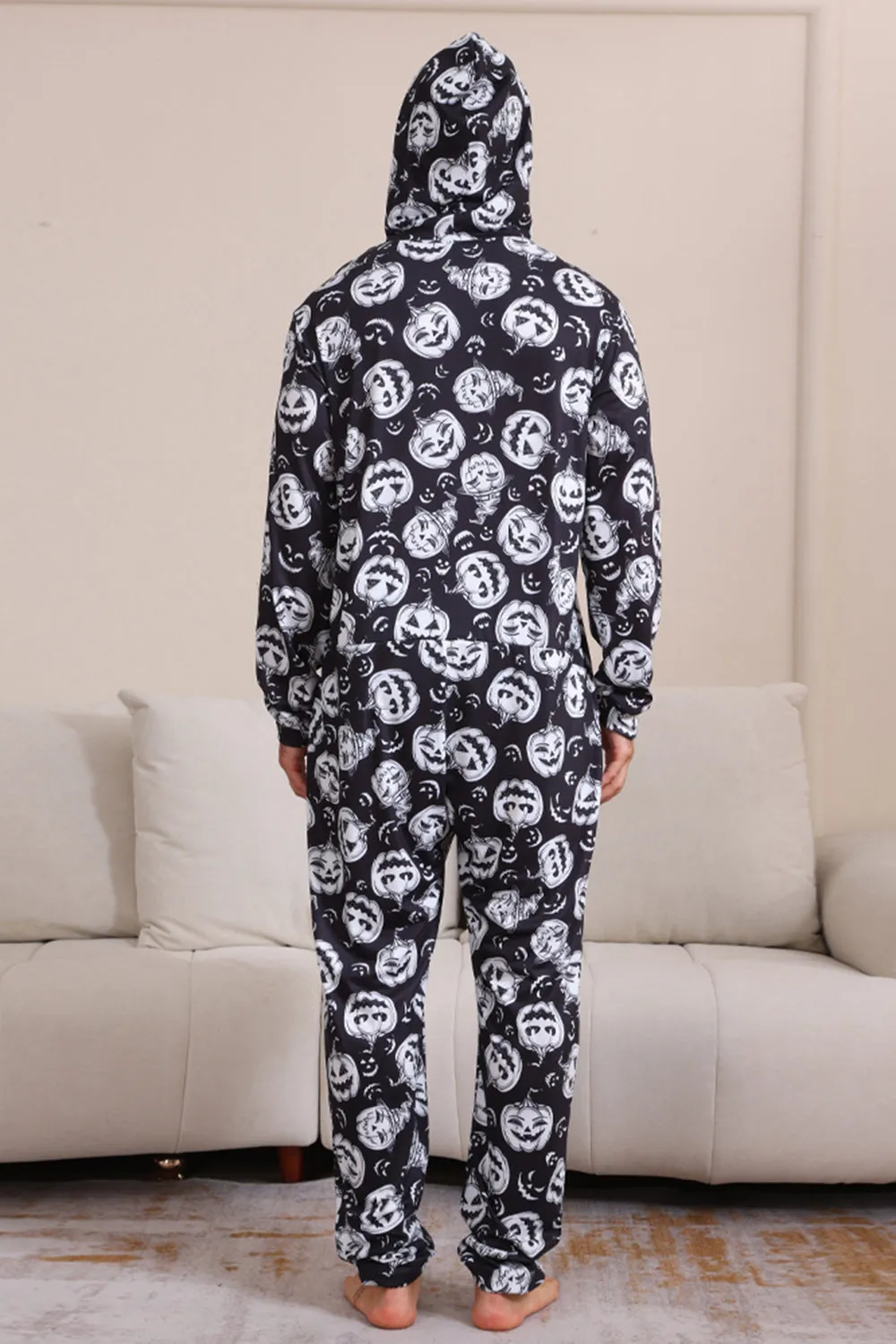 Pumpkin Print Black Matching Halloween One Piece Pajamas sold by Zapaka product image thumbnail 2