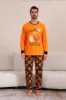 Pumpkin Print Orange Halloween Family Pajamas Set sold by Zapaka