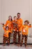 Pumpkin Print Orange Halloween Family Pajamas Set sold by Zapaka