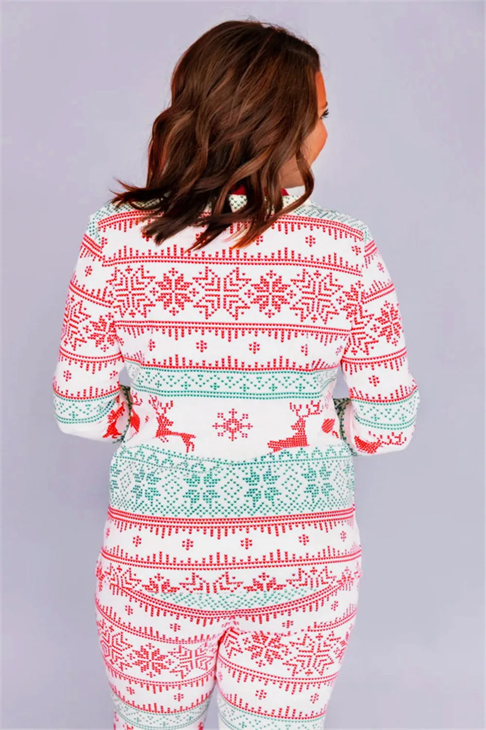 Snowflake And Deer Print Grey Family Matching Christmas Pajamas Set sold by Zapaka product image thumbnail 5