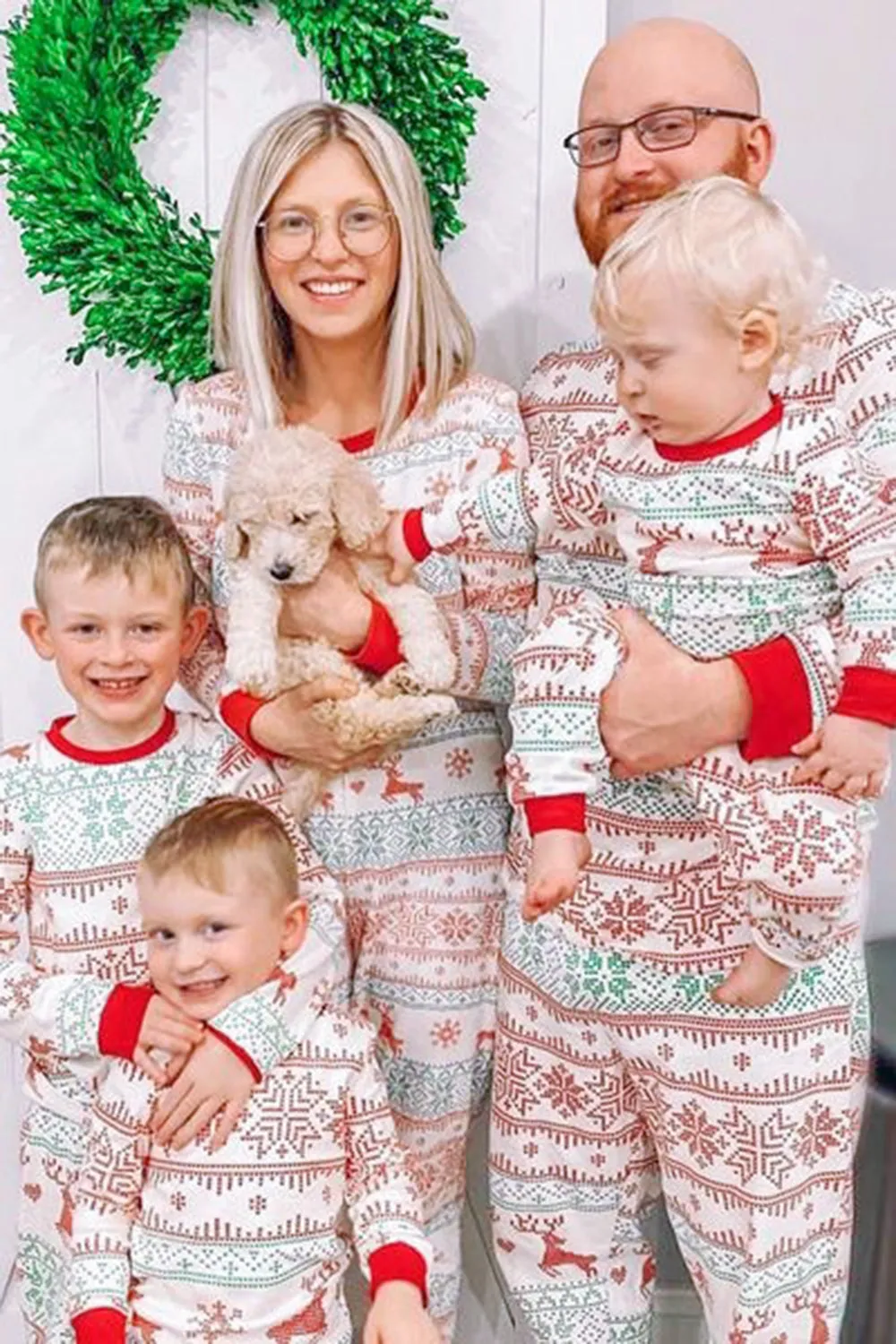 Snowflake And Deer Print Grey Family Matching Christmas Pajamas Set sold by Zapaka product image thumbnail 3