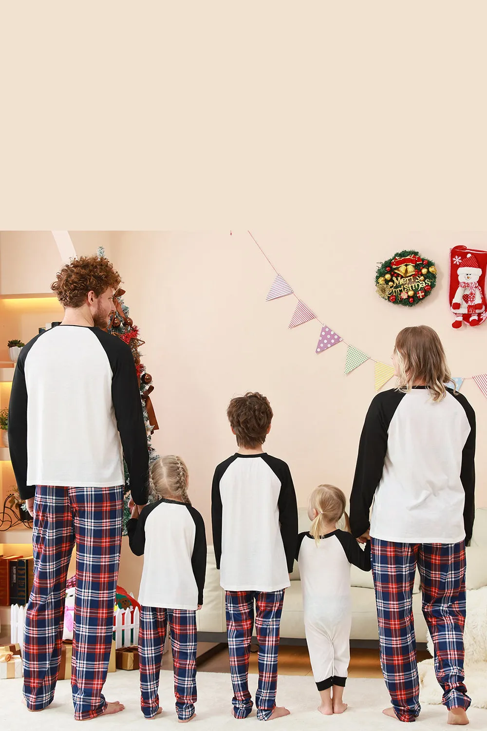 Black Blue Tree Print Family Christmas Pajamas sold by Zapaka product image thumbnail 2