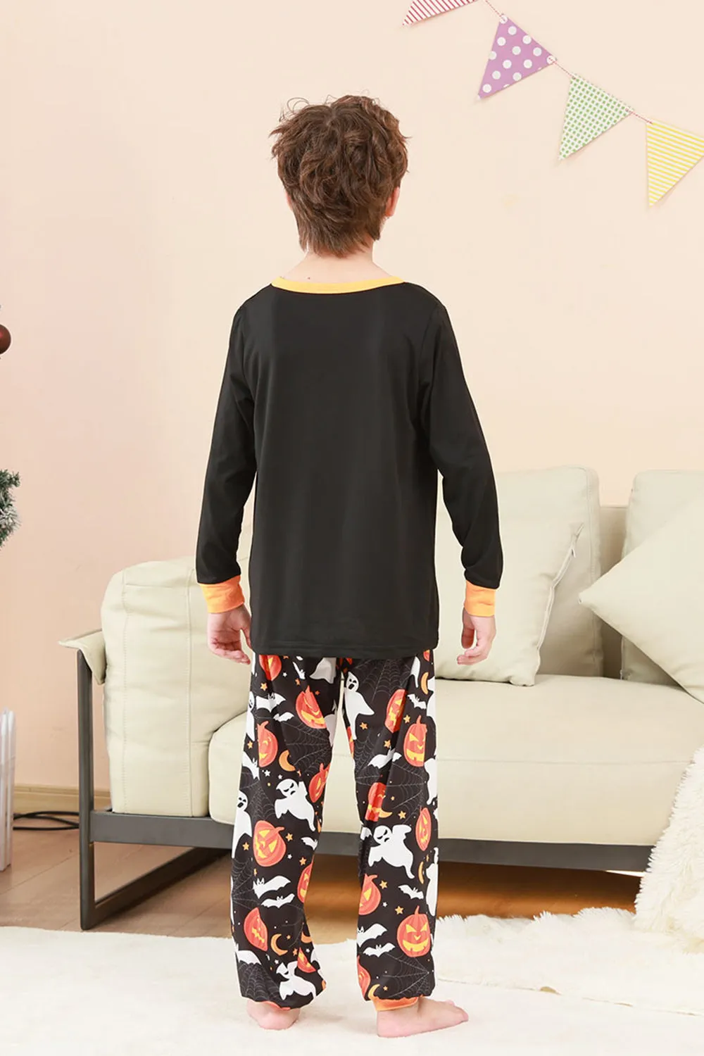Black Halloween Pumpkin Printed Family Pajamas Set sold by Zapaka product image thumbnail 5