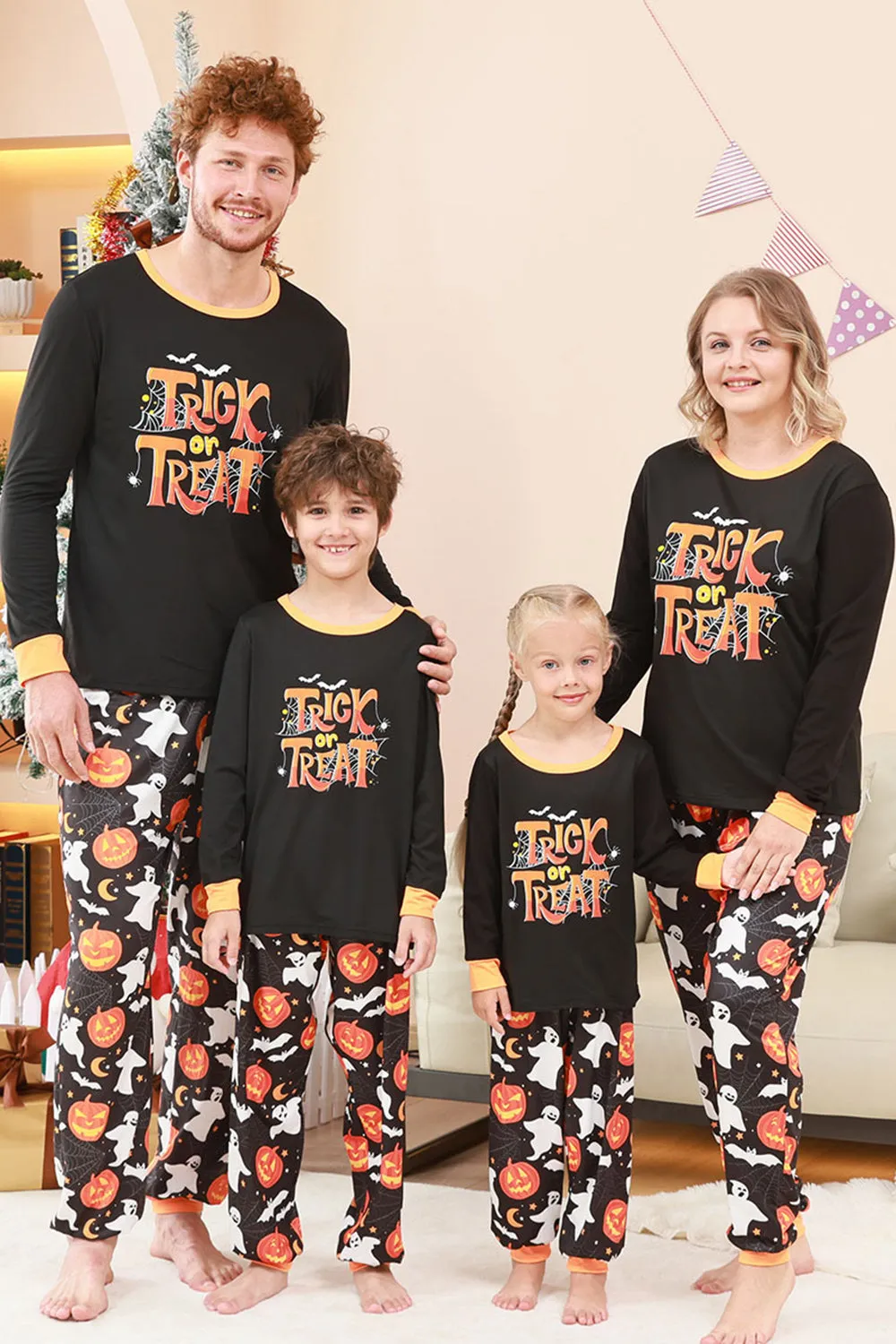 Black Halloween Pumpkin Printed Family Pajamas Set sold by Zapaka