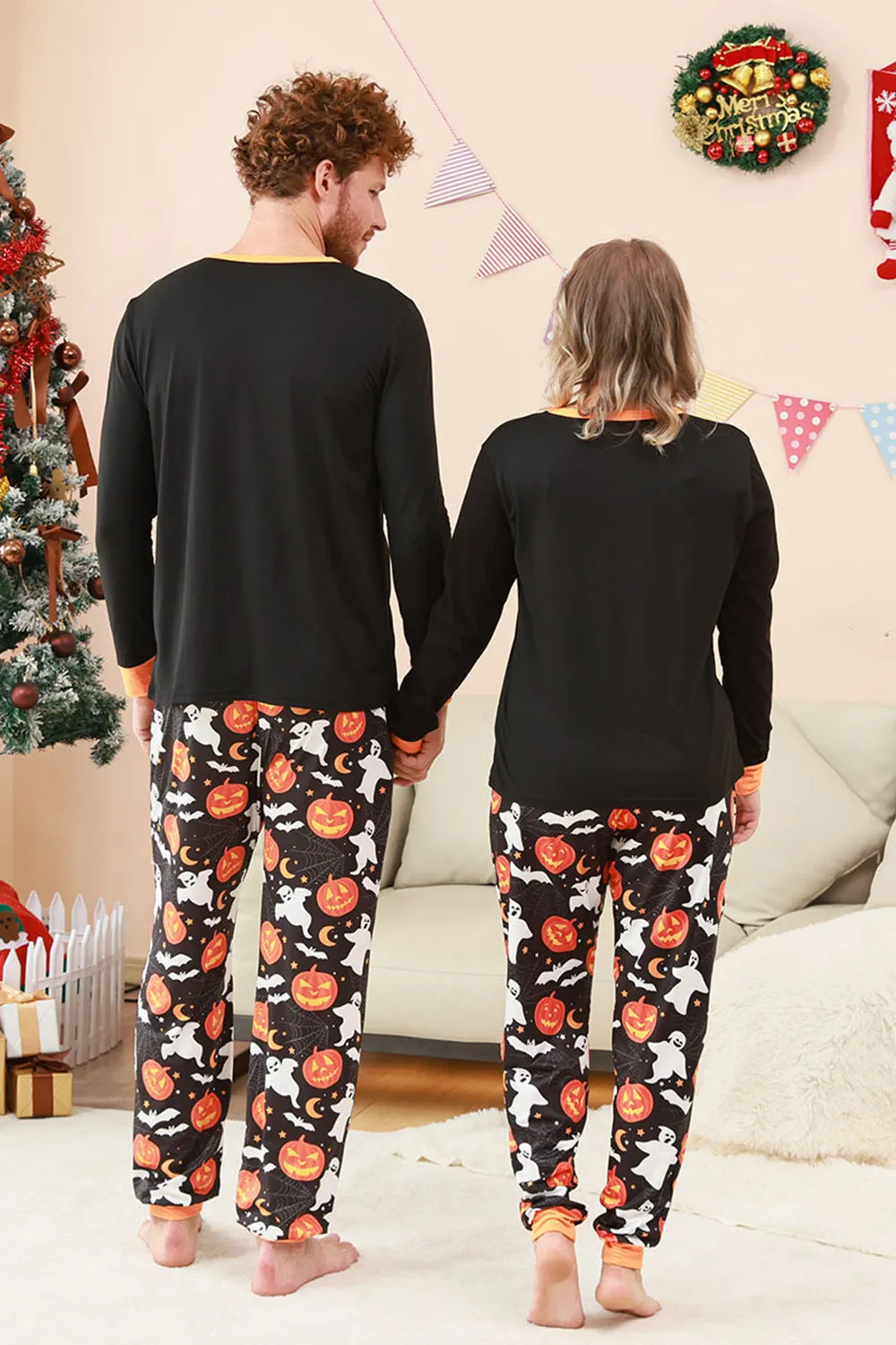 Black Halloween Pumpkin Printed Family Pajamas Set sold by Zapaka product image thumbnail 2