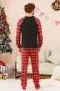 Black and Red Plaid Deer Printed Christmas Family Pajamas Set sold by Zapaka