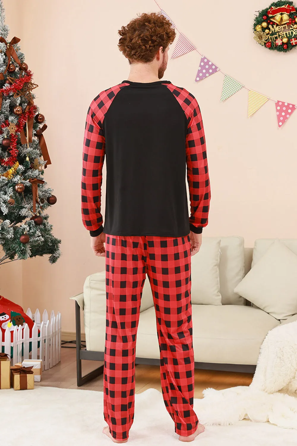 Black and Red Plaid Deer Printed Christmas Family Pajamas Set sold by Zapaka product image thumbnail 5