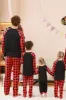 Black and Red Plaid Deer Printed Christmas Family Pajamas Set sold by Zapaka
