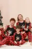 Black and Red Plaid Deer Printed Christmas Family Pajamas Set sold by Zapaka