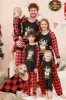 Black and Red Plaid Deer Printed Christmas Family Pajamas Set sold by Zapaka