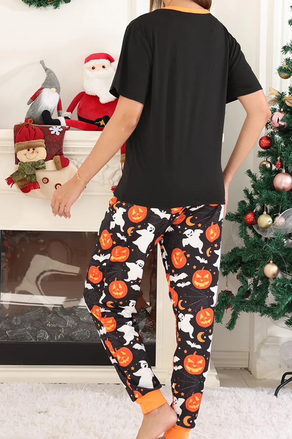 Black Pumpkin Printed Halloween Family Pajamas Set sold by Zapaka product image thumbnail 5