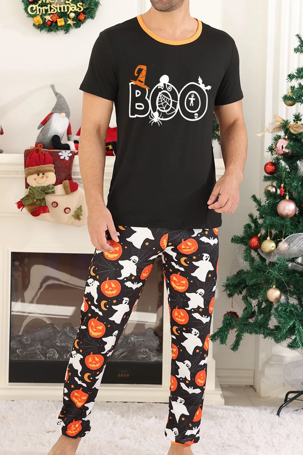 Black Pumpkin Printed Halloween Family Pajamas Set sold by Zapaka product image thumbnail 3