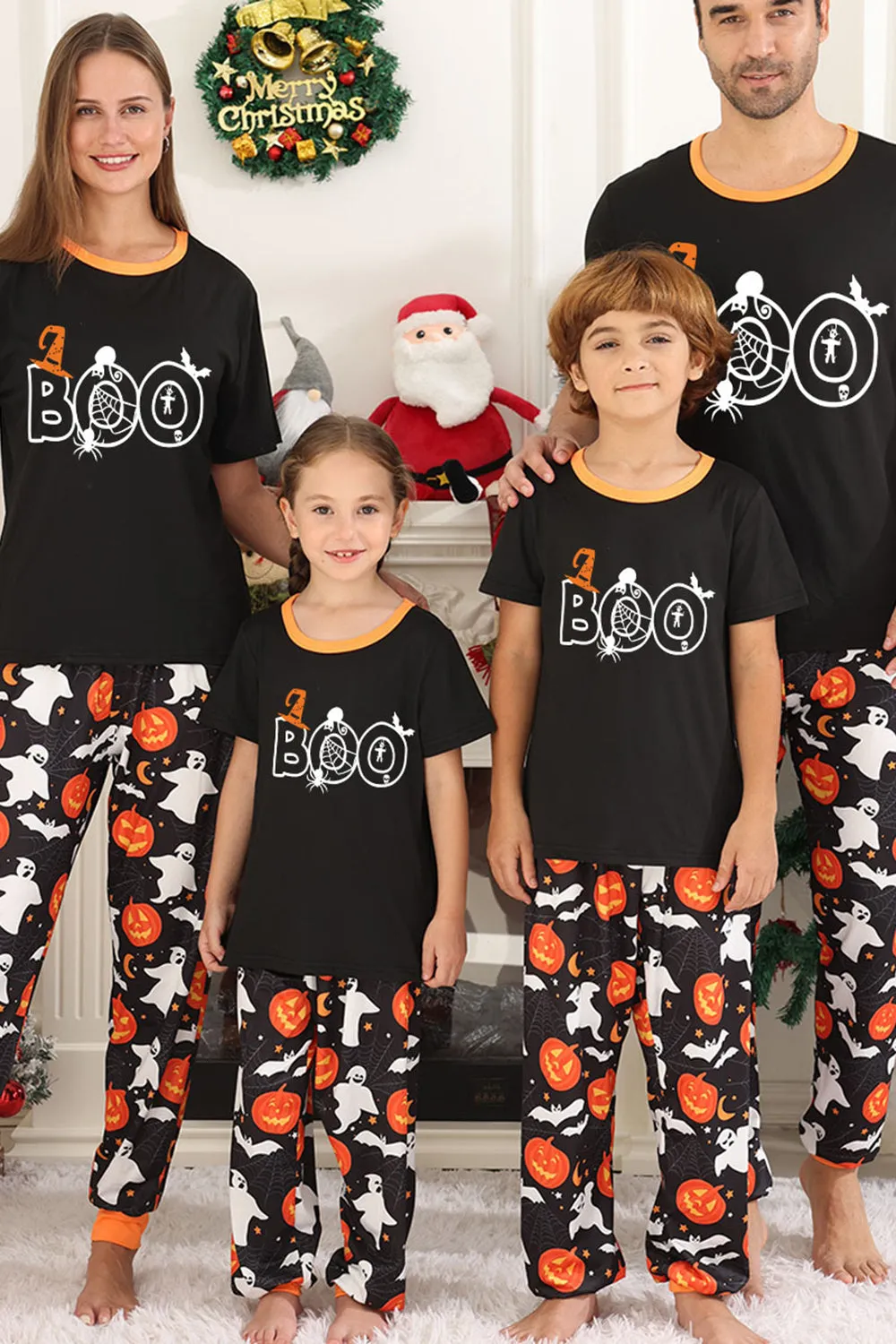 Black Pumpkin Printed Halloween Family Pajamas Set sold by Zapaka