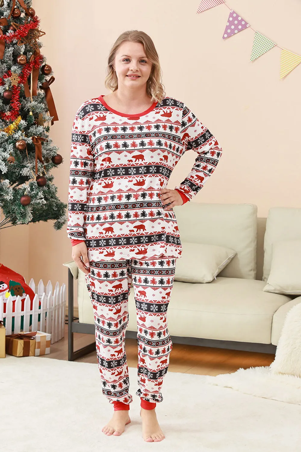 Black and White Printed Christmas Fmaily Matching Pajamas Set sold by Zapaka product image thumbnail 5