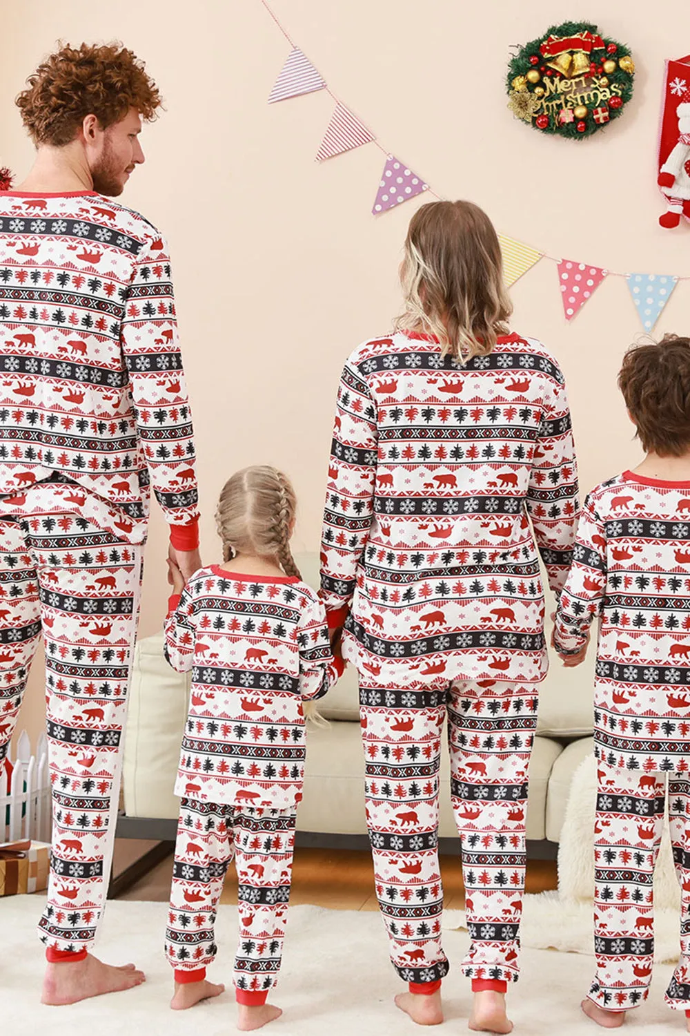 Black and White Printed Christmas Fmaily Matching Pajamas Set sold by Zapaka product image thumbnail 2