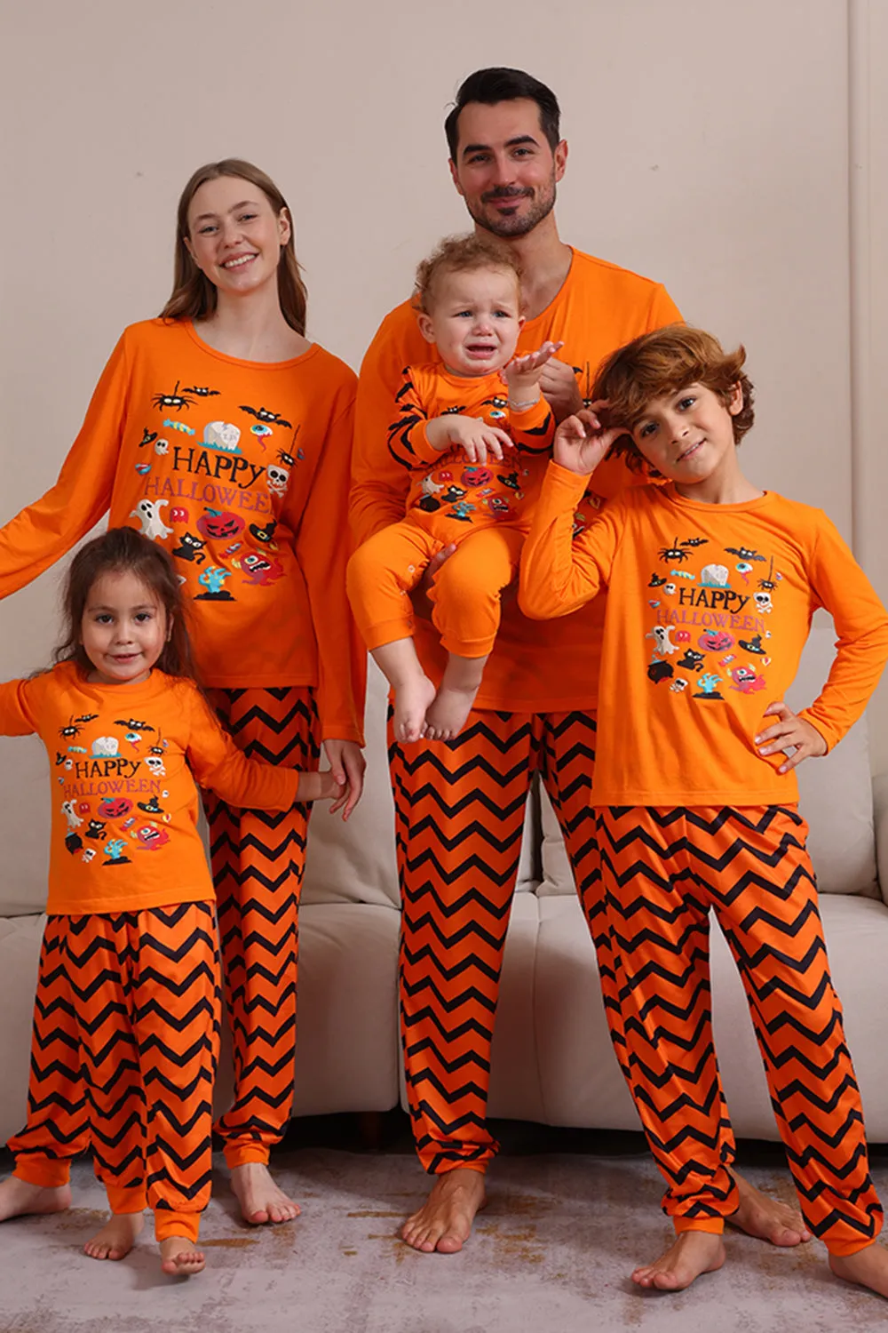 Orange Halloween Family Matching Pajama Set sold by Zapaka