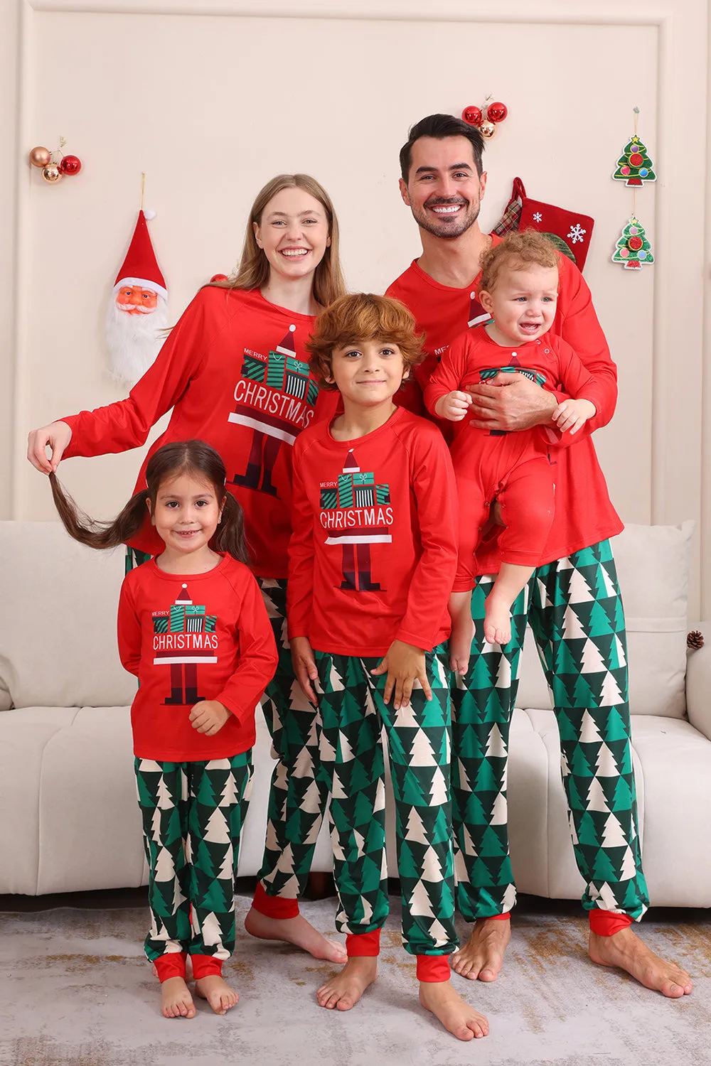 Red Print Christmas Family Matching Pajama Set sold by Zapaka