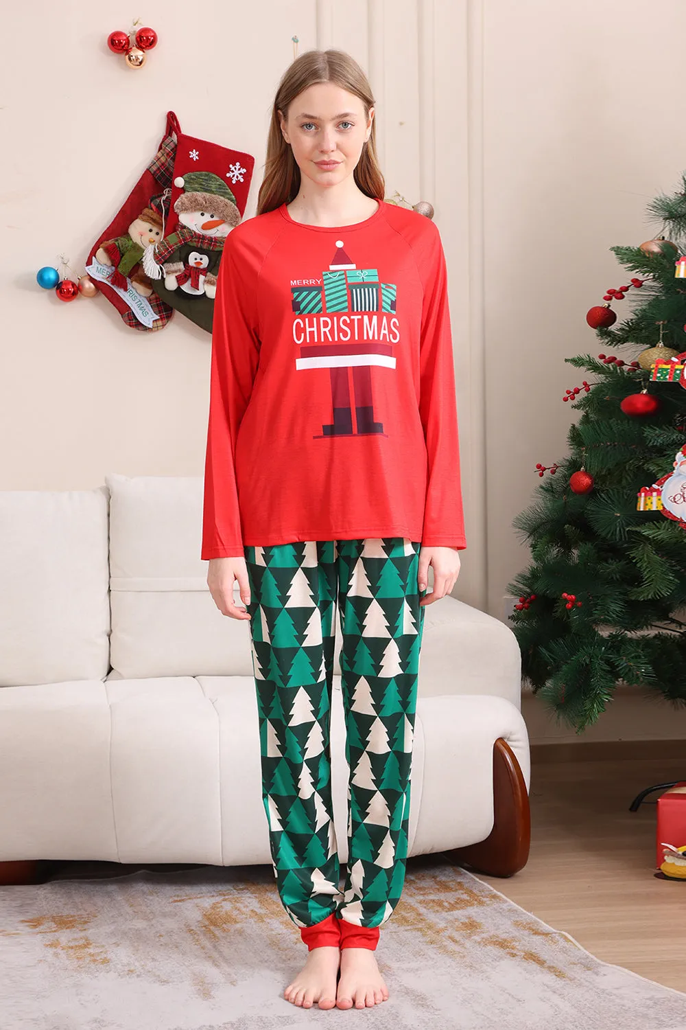 Red Print Christmas Family Matching Pajama Set sold by Zapaka product image thumbnail 5