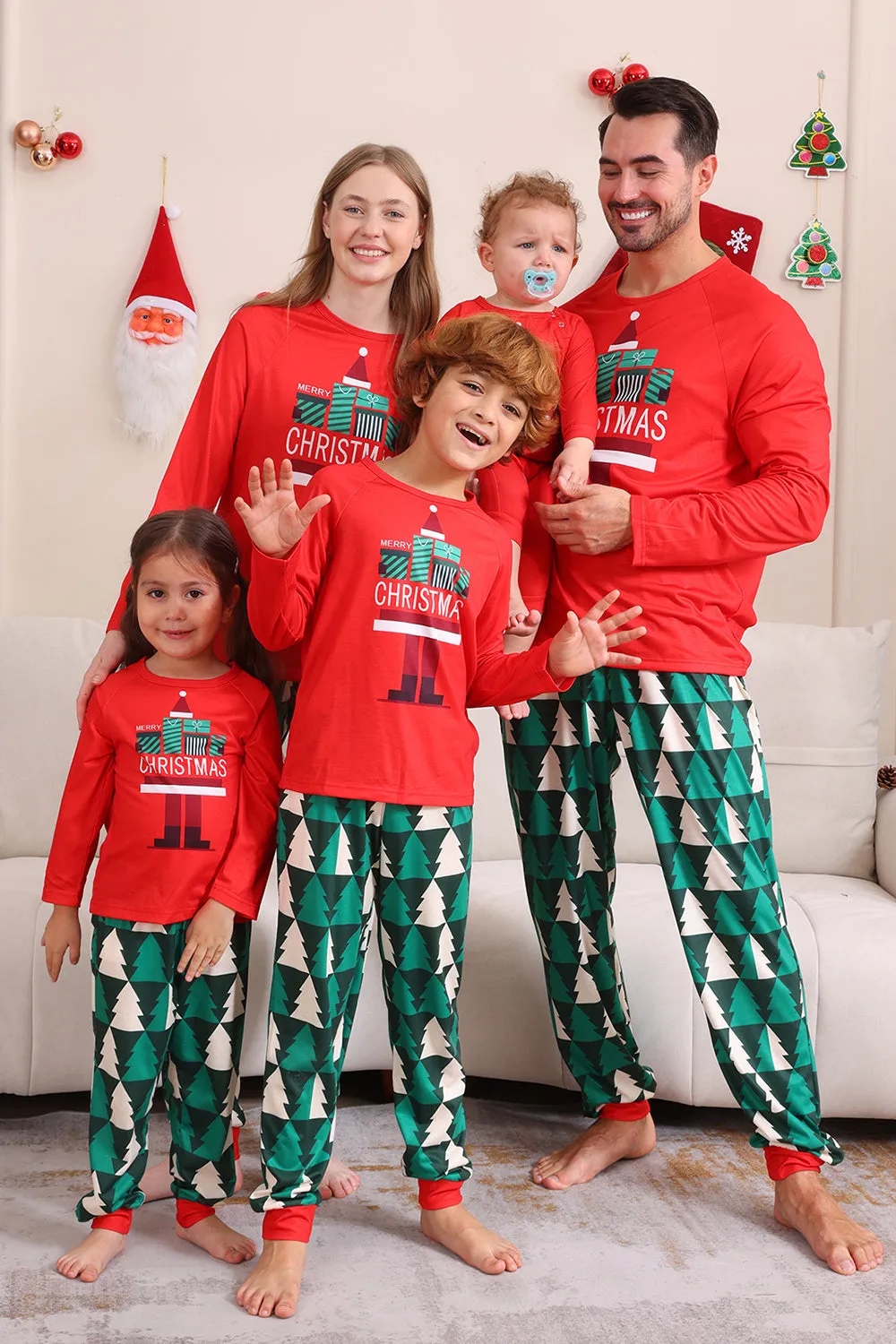 Red Print Christmas Family Matching Pajama Set sold by Zapaka product image thumbnail 2