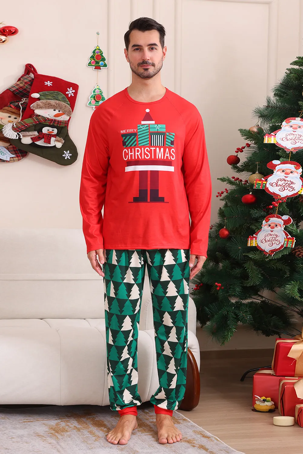 Red Print Christmas Family Matching Pajama Set sold by Zapaka product image thumbnail 3