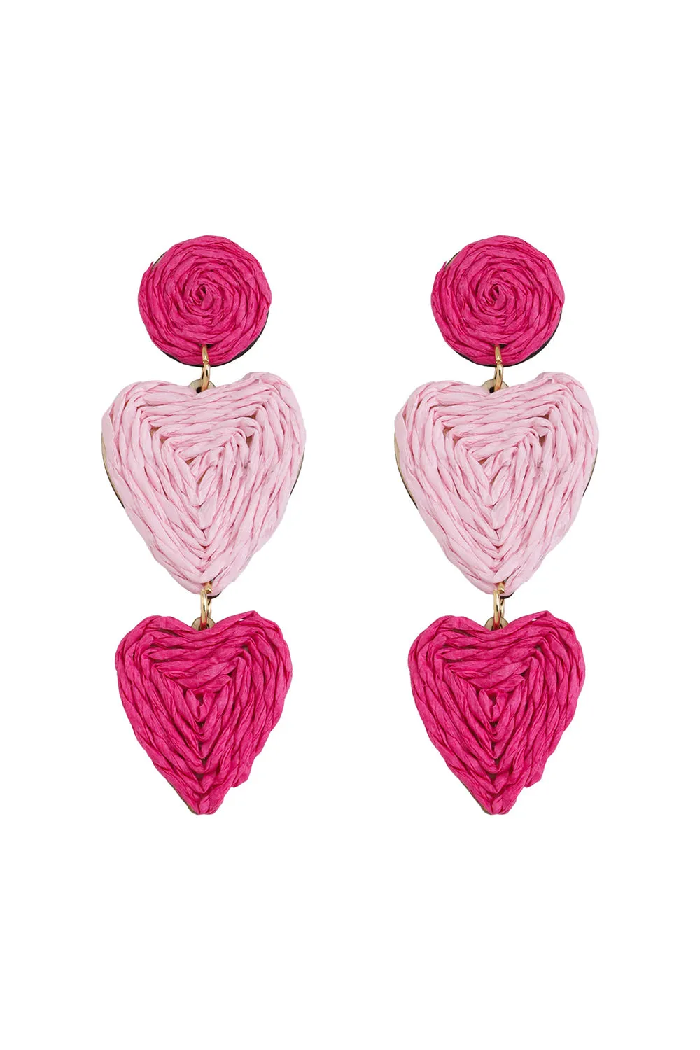 Fashionable Fuchsia Heart-shaped Braided Earrings sold by Zapaka