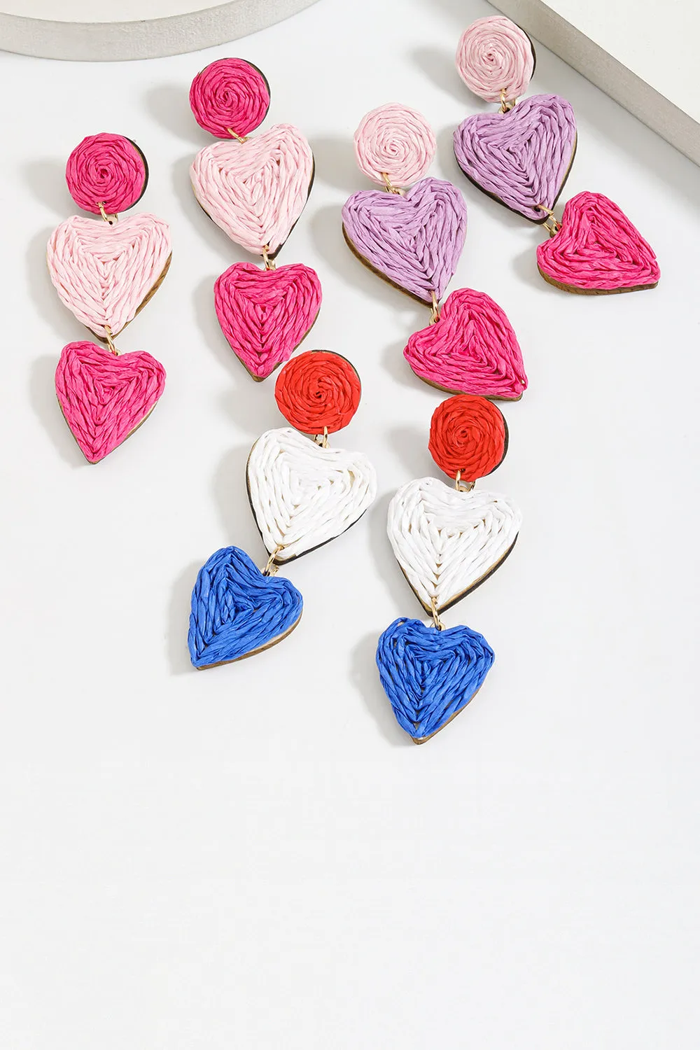 Fashionable Fuchsia Heart-shaped Braided Earrings sold by Zapaka product image thumbnail 2