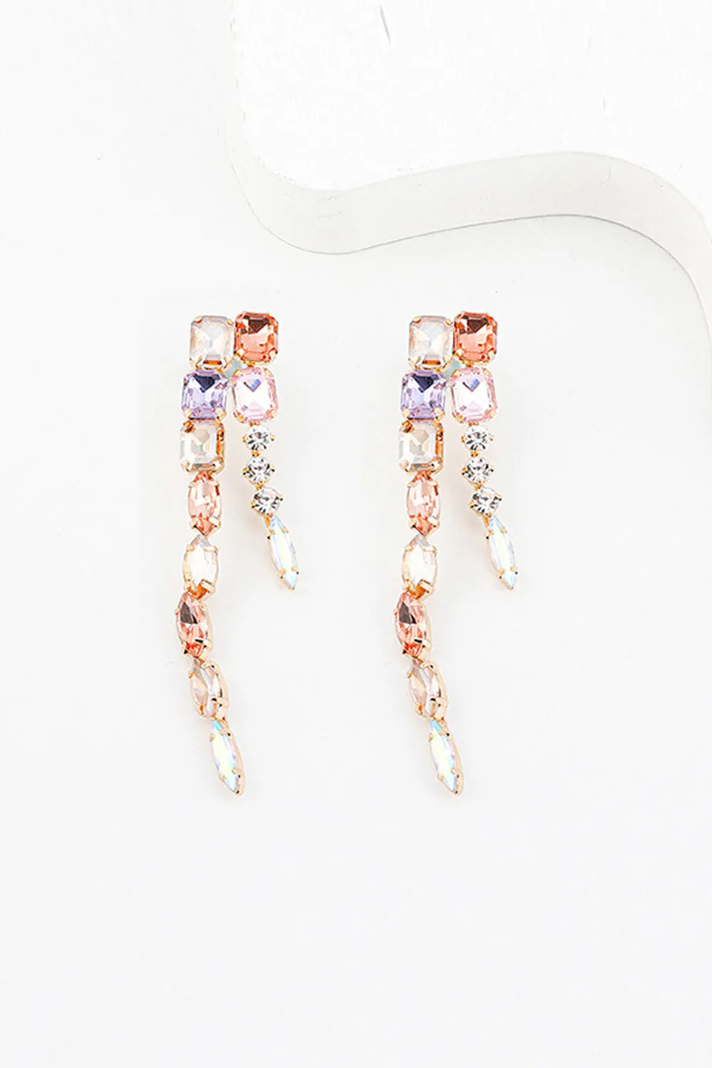 Champagne Crystal Colorful Tassel Stud Alloy Earring sold by Zapaka product image thumbnail 2