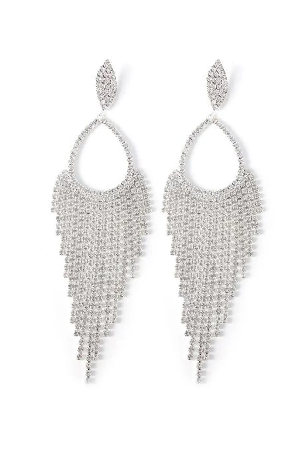 Sparkly Silver Rhinestones Drop Earrings sold by Zapaka