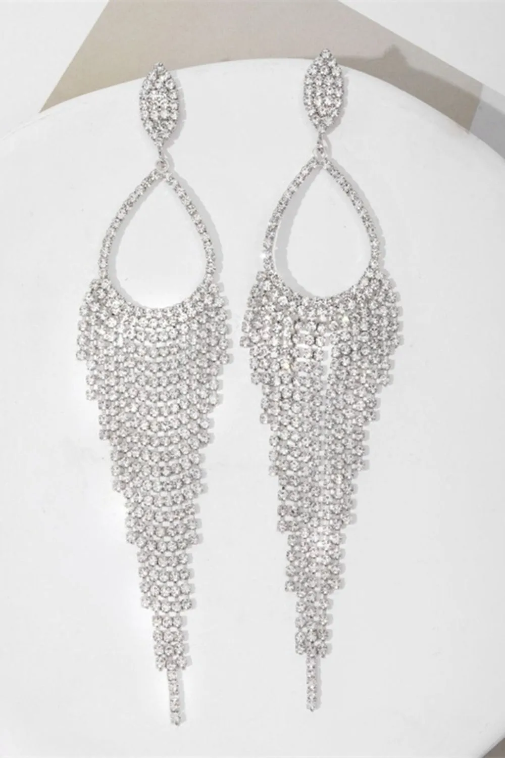 Sparkly Silver Rhinestones Drop Earrings sold by Zapaka product image thumbnail 2