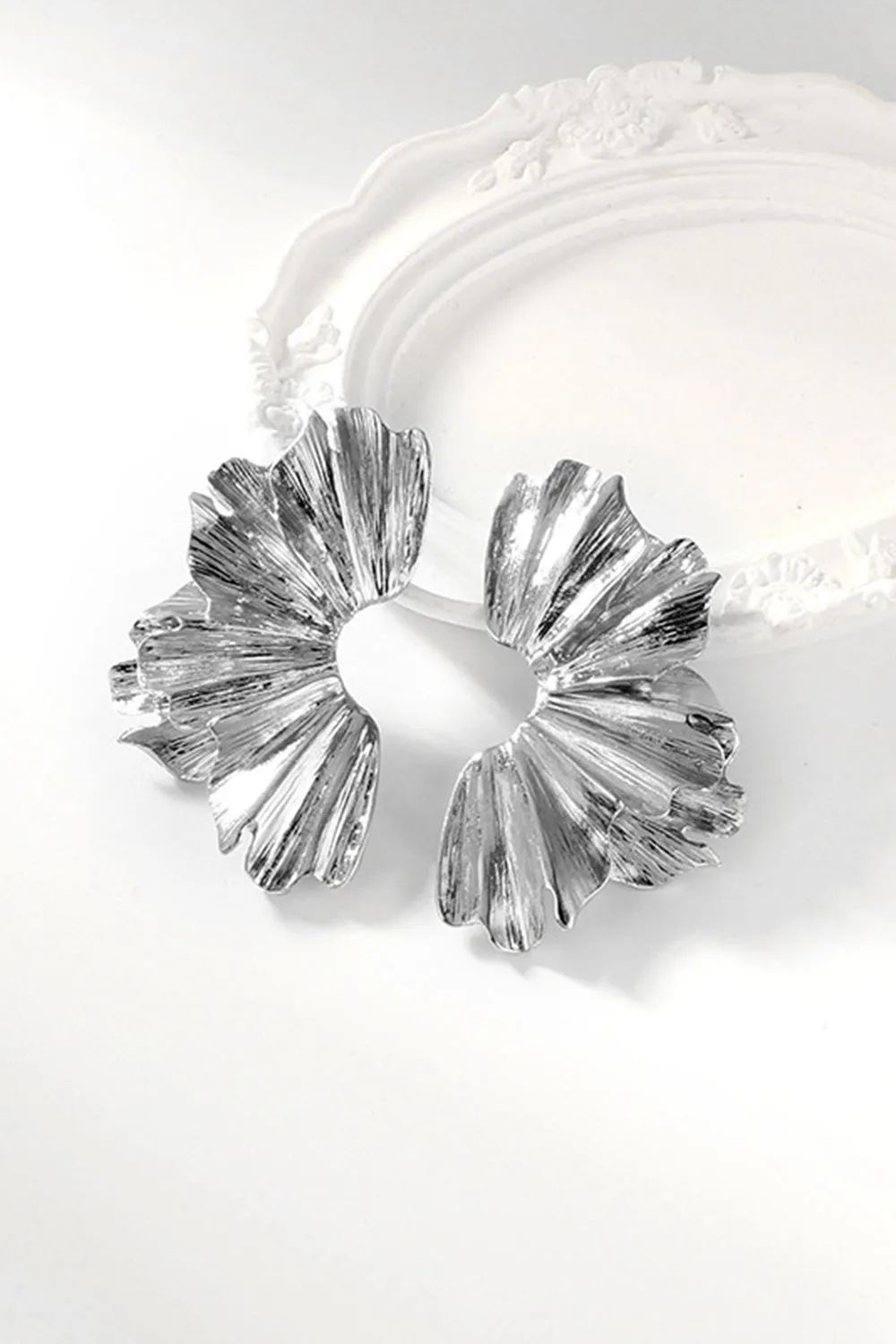 Golden Stylish Pleated Alloy Earrings sold by Zapaka product image thumbnail 3