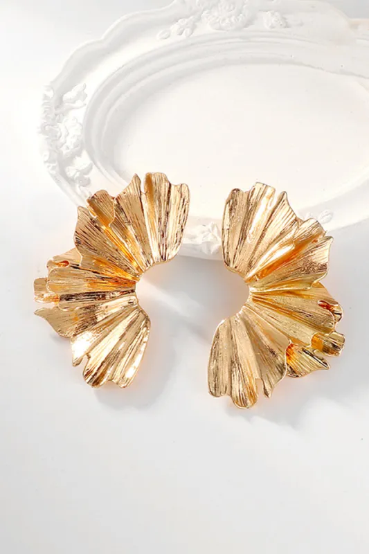 Golden Stylish Pleated Alloy Earrings sold by Zapaka