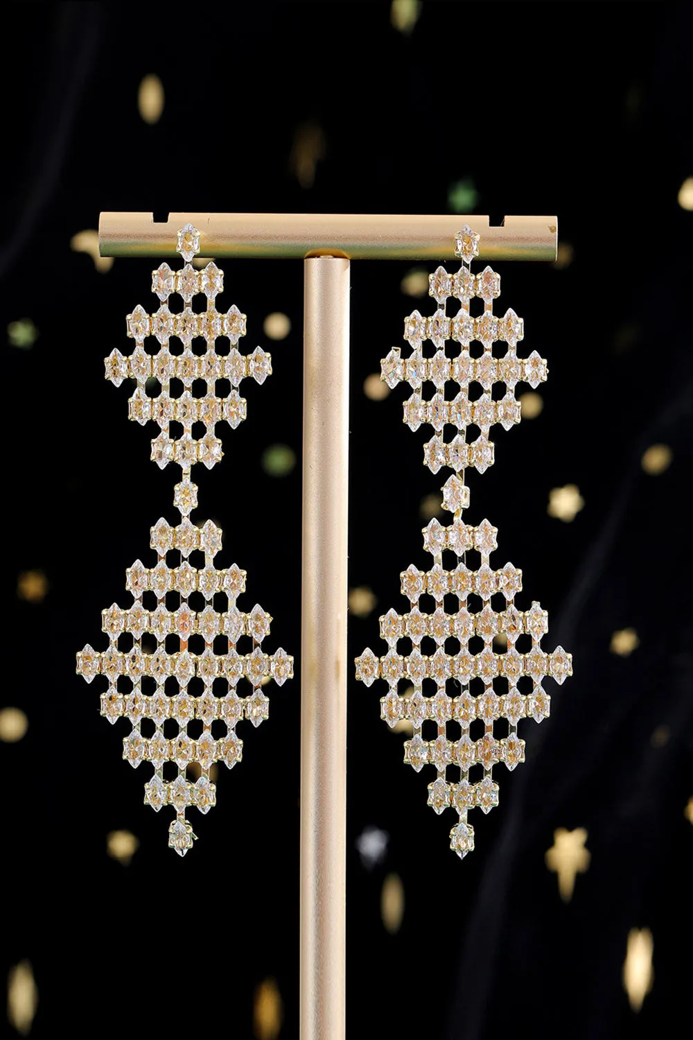 Bridal Wedding Golden Pave Inlaid Shooting Star Pendant Earrings sold by Zapaka product image thumbnail 3