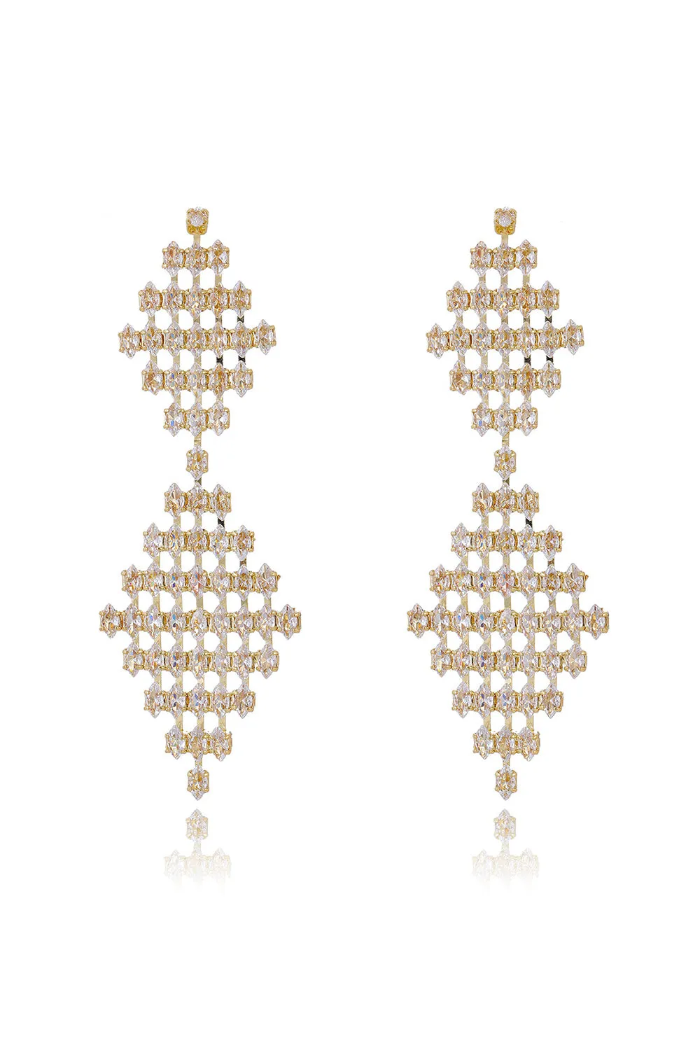 Bridal Wedding Golden Pave Inlaid Shooting Star Pendant Earrings sold by Zapaka