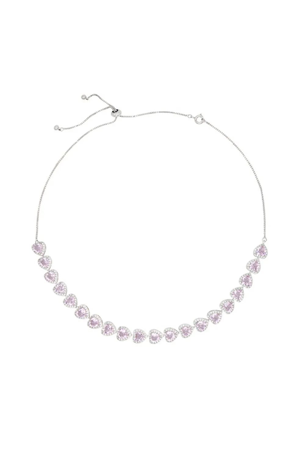 Pink Sparkly Heart Rhinestones Necklace sold by Zapaka